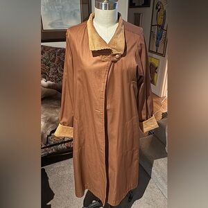 Vintage Reversible Brown Corduroy Long Coat Made in Korea Size 12 (Fits US M)